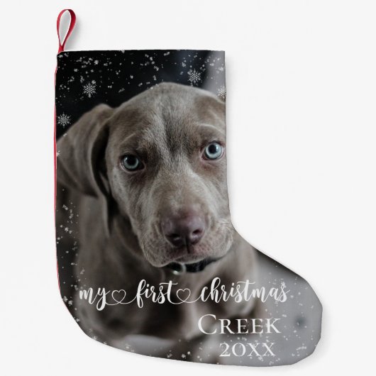 Mijn eerste Kerst Hond Kat Foto Custom Kleine Kerstsok (Voorkant)