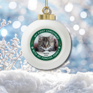 Mijn eerste Kerst Huisdier Kat Custom Foto Keramische Bal Ornament