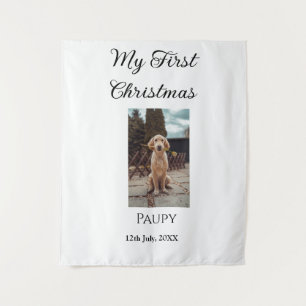 Mijn eerste kerst huisdier naam hond kat jaar foto wandkleed