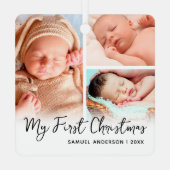 Mijn eerste kerst Keepsake 3 foto Metalen Ornament (Achterkant)
