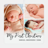 Mijn eerste kerst Keepsake 3 foto Metalen Ornament (Voorkant)