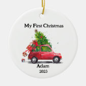 Mijn eerste kerst Keepsake Retro auto Keramisch Ornament (Voorkant)