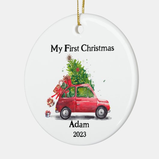 Mijn eerste kerst Keepsake Retro auto Keramisch Ornament (Links)