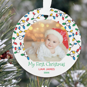 Mijn eerste kerst Kerstverlichting Baby Foto Ornament