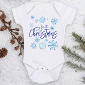 Mijn eerste Kerst kind blauwe sneeuwvlokken Romper