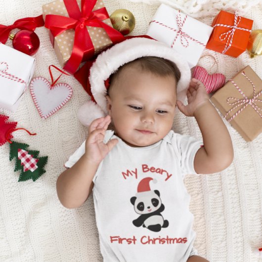 Mijn eerste kerst met een berenknuffel – Panda met Romper