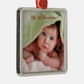 Mijn eerste Kerst Metalen Foto Ornament (Rechts)