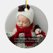 Mijn Eerste Kerst Mis Zwarte Streep Aangepaste Bab Keramisch Ornament (Achterkant)