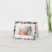 Mijn eerste kerst moderne geruite Baby foto Feestdagen Kaart (Voorkant)