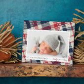 Mijn eerste kerst moderne geruite Baby foto Fotoplaat (Zijkant)