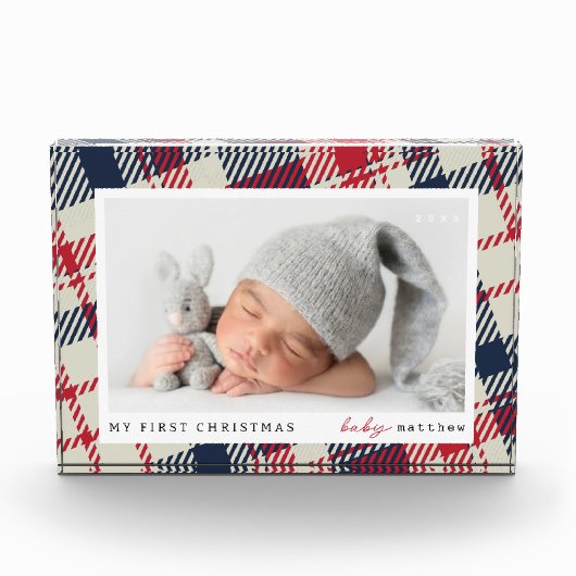 Mijn eerste kerst moderne geruite Baby Fotoblokken (Voorkant)