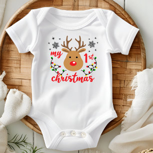 Mijn eerste kerst Mooie Moderne Rendieren Sneeuwvl Romper