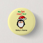Mijn eerste kerst Mooie Pinguïn Ronde Button 3,2 Cm (Voorkant)