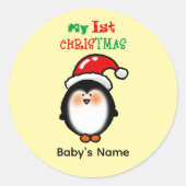 Mijn eerste kerst Mooie Pinguïn Ronde Sticker (Voorkant)