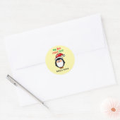 Mijn eerste kerst Mooie Pinguïn Ronde Sticker (Envelop)