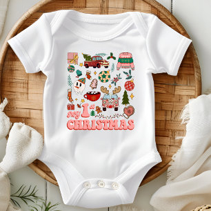 Mijn eerste kerst Mooie Retro Afbeeldingen Romper