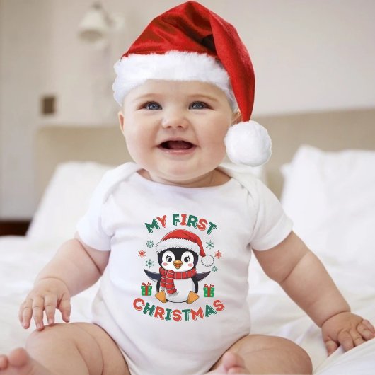 Mijn eerste kerst Mooie winter kerst pinguïn  Romper