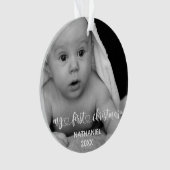 Mijn eerste kerst nieuwe baby handgeschreven foto ornament (voorkant)