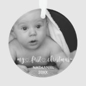 Mijn eerste kerst nieuwe baby handgeschreven foto ornament (achterkant)