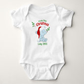 Mijn eerste kerst olifant aangepaste Baby naam Romper (Voorkant)