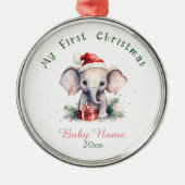 Mijn eerste Kerst Olifant aangepaste naam Keepsake Metalen Ornament (Voorkant)