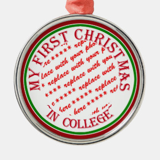 Mijn eerste kerst op de universiteit fotolijstje metalen ornament