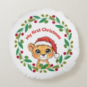 Mijn eerste kerst Ornament Rond Kussen (Achterkant)