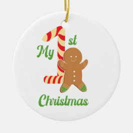 Mijn eerste kerst peperkoek man op een keramisch ornament