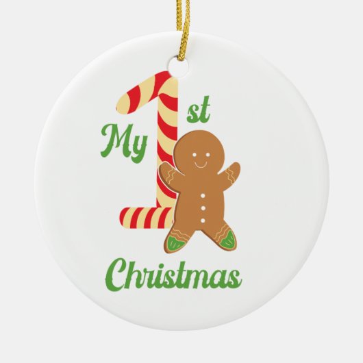 Mijn eerste kerst peperkoek man op een keramisch ornament (Voorkant)