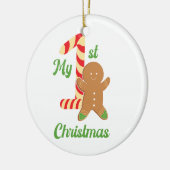 Mijn eerste kerst peperkoek man op een keramisch ornament (Links)