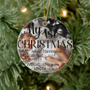Mijn eerste kerst Persoonlijke naam datum tijd Keramisch Ornament