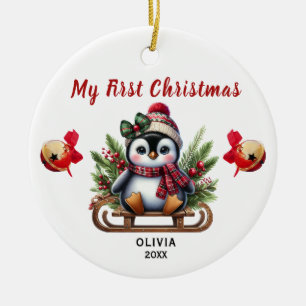 Mijn Eerste Kerst Pinguïn Keramische Versiering Keramisch Ornament