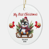Mijn Eerste Kerst Pinguïn Keramische Versiering Keramisch Ornament (Links)