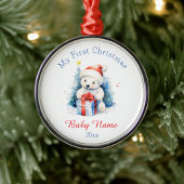 Mijn eerste Kerst Polar Beer Custom Naam Keepsake Metalen Ornament