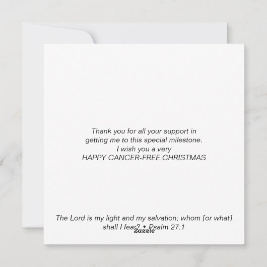 MIJN EERSTE KERST Prostaatkanker-vrij Dank u Feestdagenkaart (Achterkant)