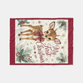 Mijn Eerste Kerst Ree Dekbed Fleece Deken (Voorkant (Horizontaal))