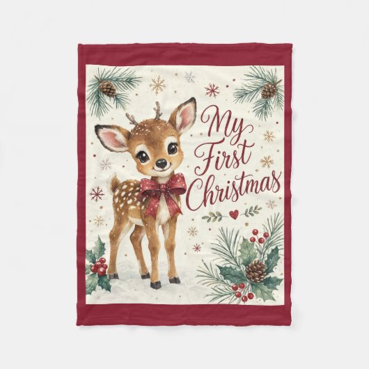 Mijn Eerste Kerst Ree Dekbed Fleece Deken (Voorkant)