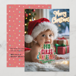 "Mijn eerste kerst" Retro babyfoto Feestdagenkaart