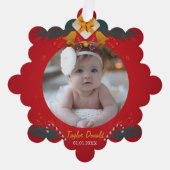Mijn eerste kerst rode gepersonaliseerde Baby naam Ornament Kaart (Voorkant)