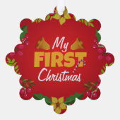 Mijn eerste kerst rode gepersonaliseerde Baby naam Ornament Kaart (Achterkant)