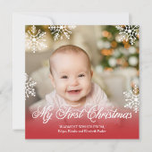 Mijn eerste kerst Rode Gradiënt Vierkant Kerstfees Feestdagenkaart (Voorkant)