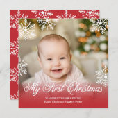 Mijn eerste kerst Rode Gradiënt Vierkant Vakantie Feestdagenkaart (Voorkant / Achterkant)