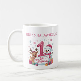 Mijn eerste kerst roze foto persoonlijke naam  koffiemok