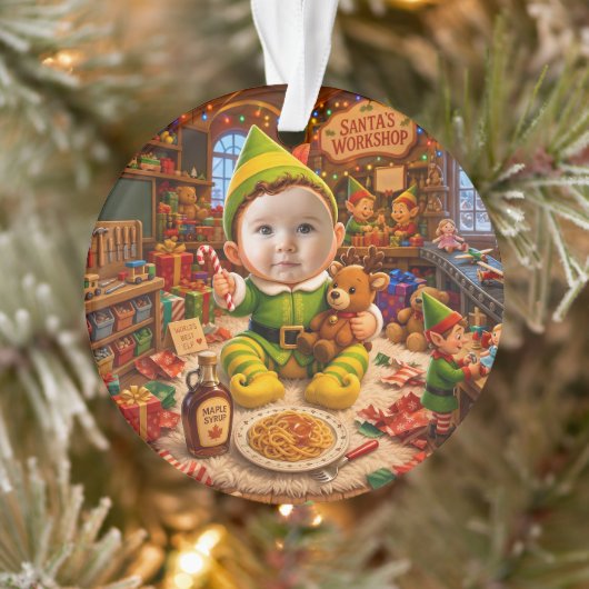 Mijn eerste kerst Santas kleine helper foto Ornament (Boom)