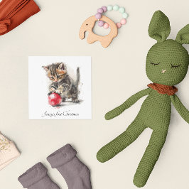 Mijn eerste kerst, schattig kitten aanpasbaar feestdagenkaart