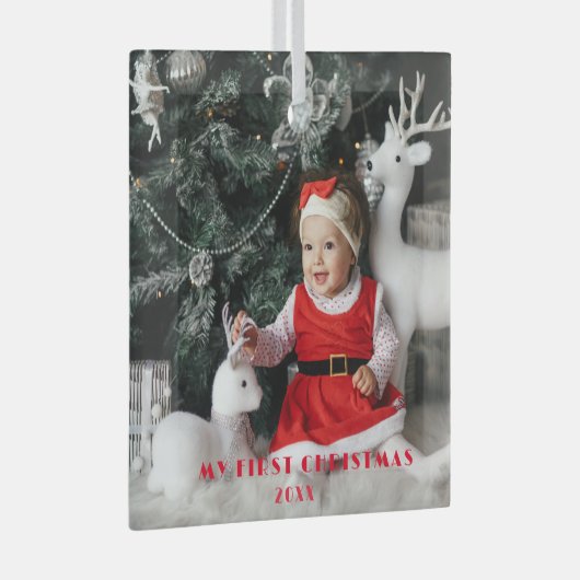 Mijn eerste kerst - Schattige Baby Photo Ornament (Voorkant Rechts)