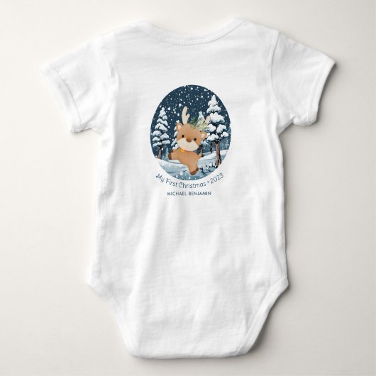 Mijn eerste Kerst Schattige Herten in Snow Romper (Achterkant)
