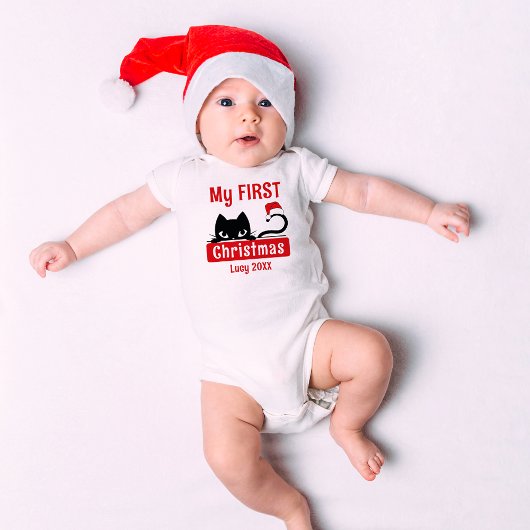 Mijn eerste kerst Schattigee kitten aangepaste Bab Romper