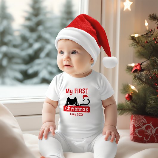 Mijn eerste kerst Schattigee kitten aangepaste Bab Romper