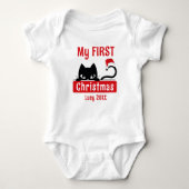 Mijn eerste kerst Schattigee kitten aangepaste Bab Romper (Voorkant)